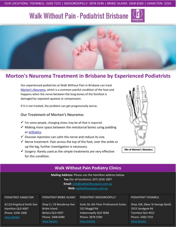 Morton's Neuroma Treatment in Brisbane by Experienced Podiatrists