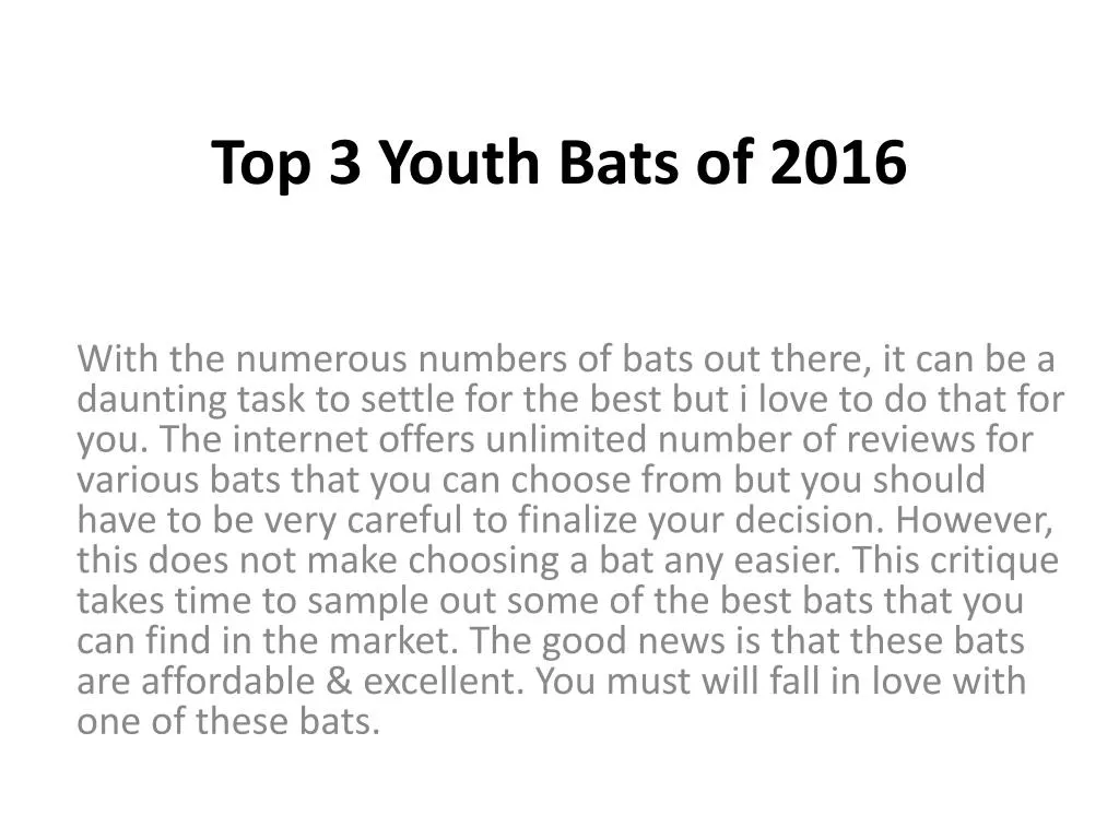 top 3 youth bats of 2016