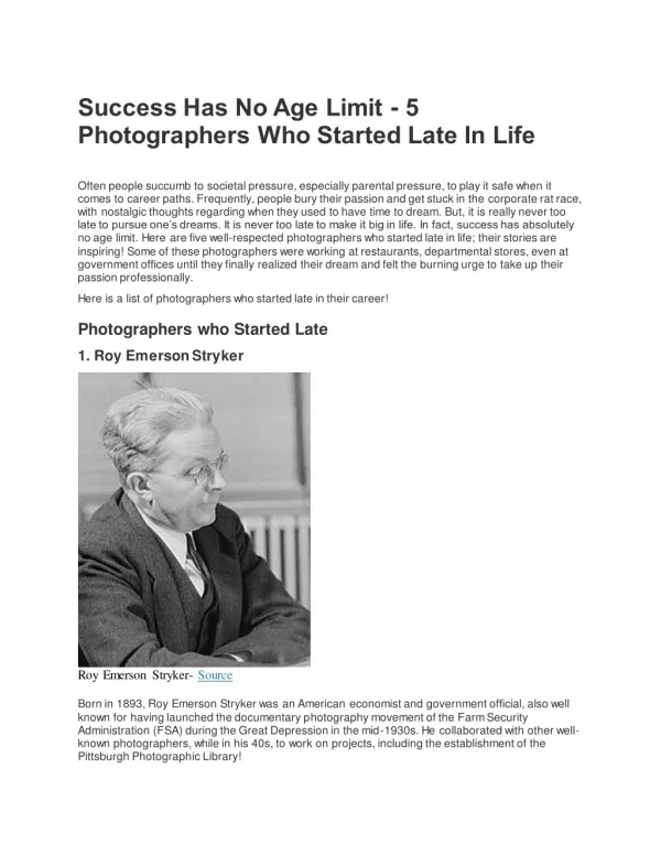 Success Has No Age Limit - 5 Photographers Who Started Late In Life