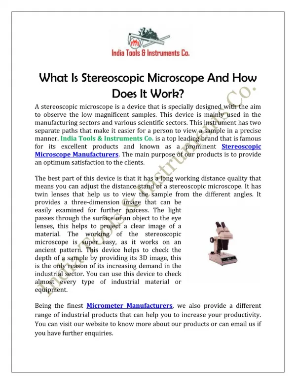 What Is Stereoscopic Microscope And How Does It Work?