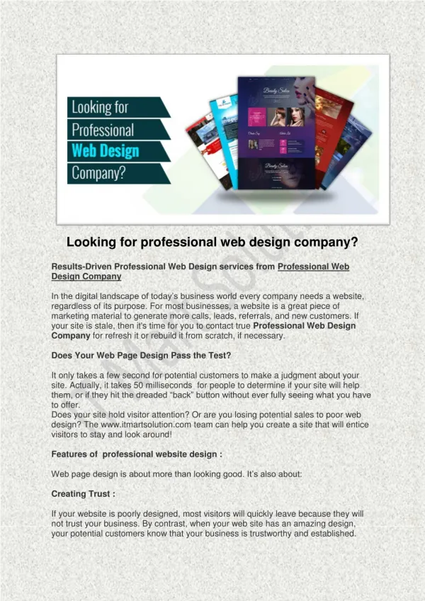 Looking For Professional Web Design Company ?