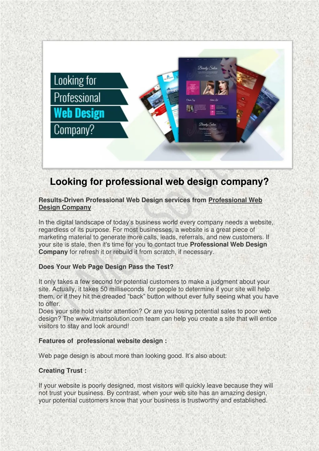 looking for professional web design company