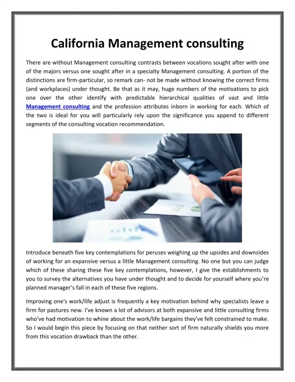 California Management consulting