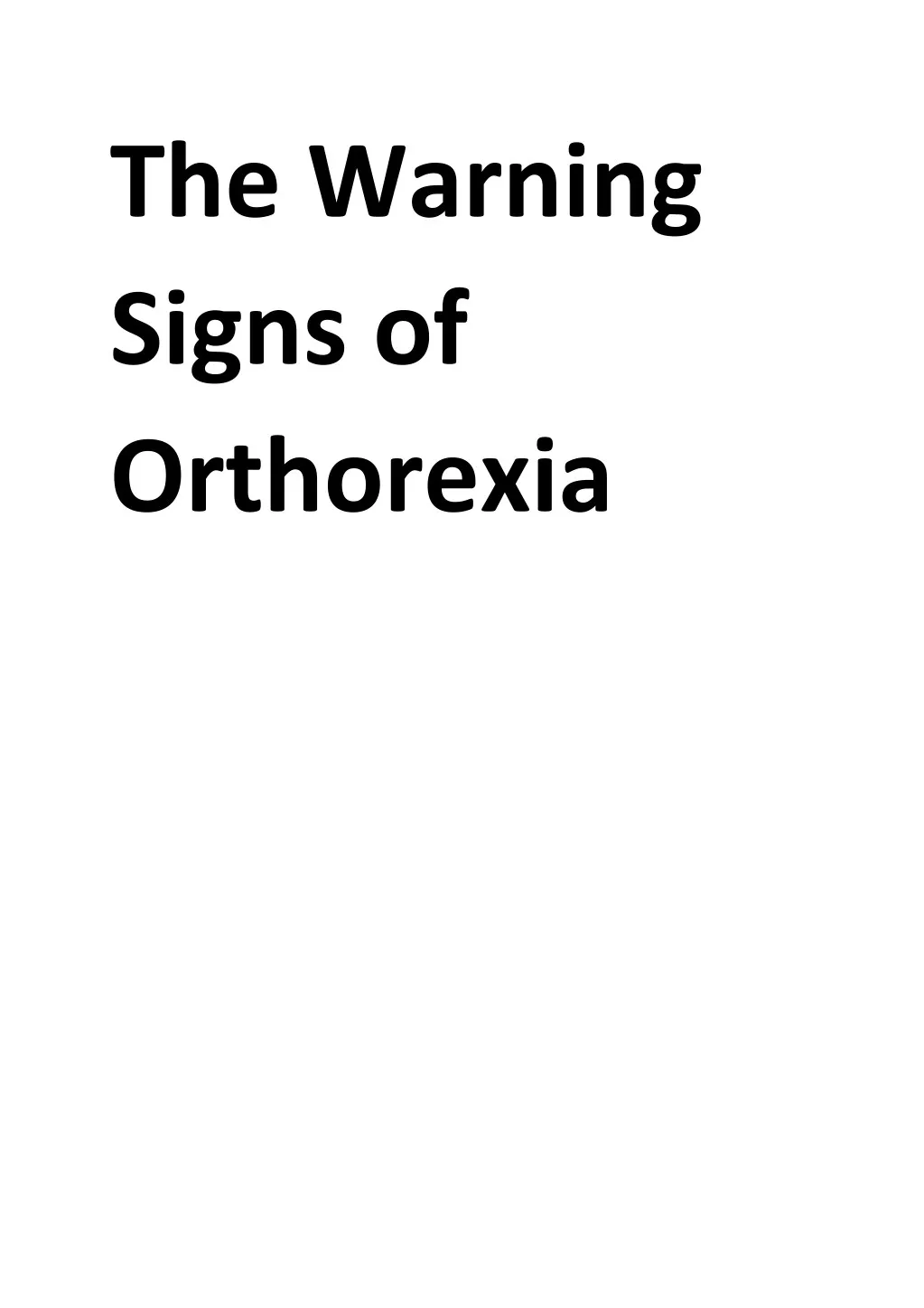 the warning signs of orthorexia