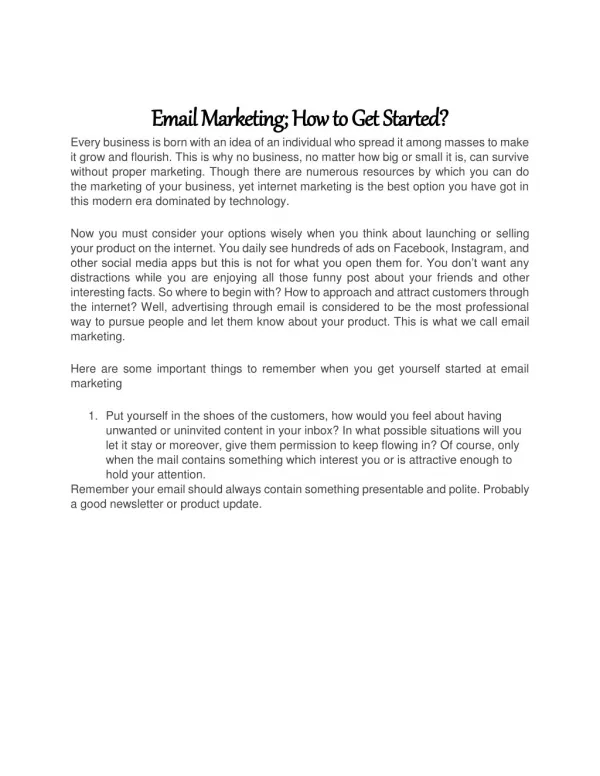 Email Marketing How to Get Started