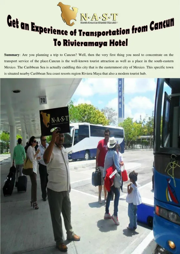 Get an Experience of Transportation from Cancun To Rivieramaya Hotel