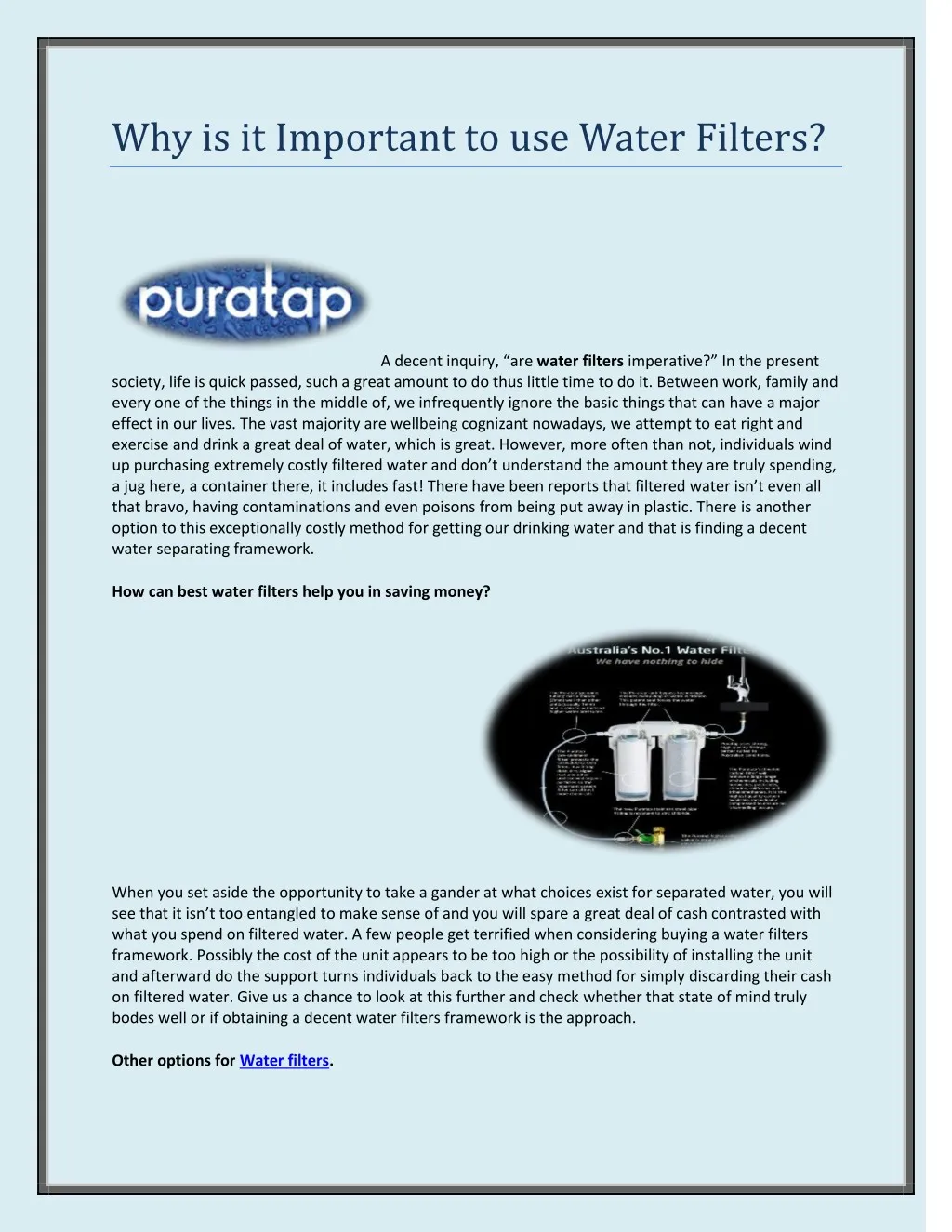 why is it important to use water filters