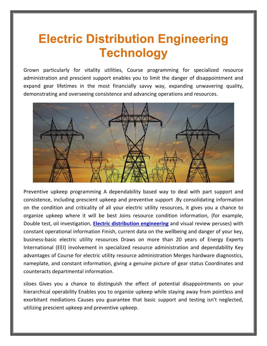 electric distribution engineering technology