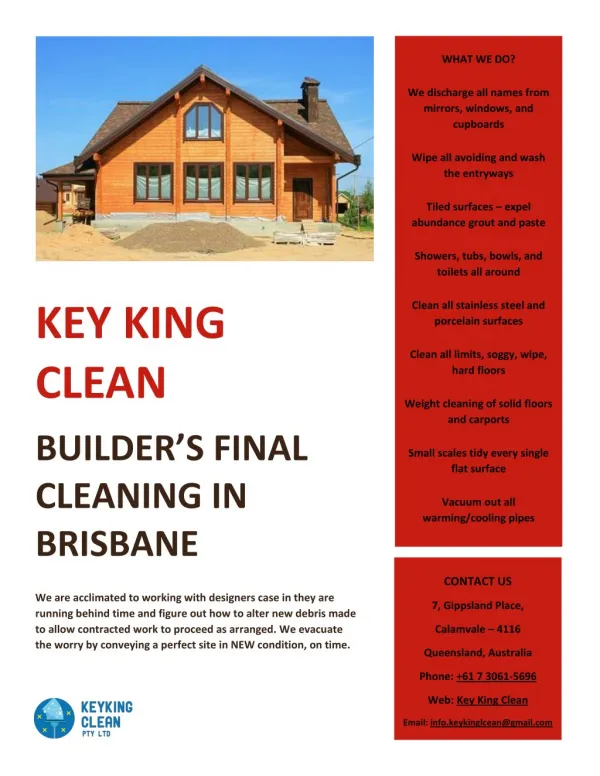 Builder’s Final Cleaning Services in Brisbane