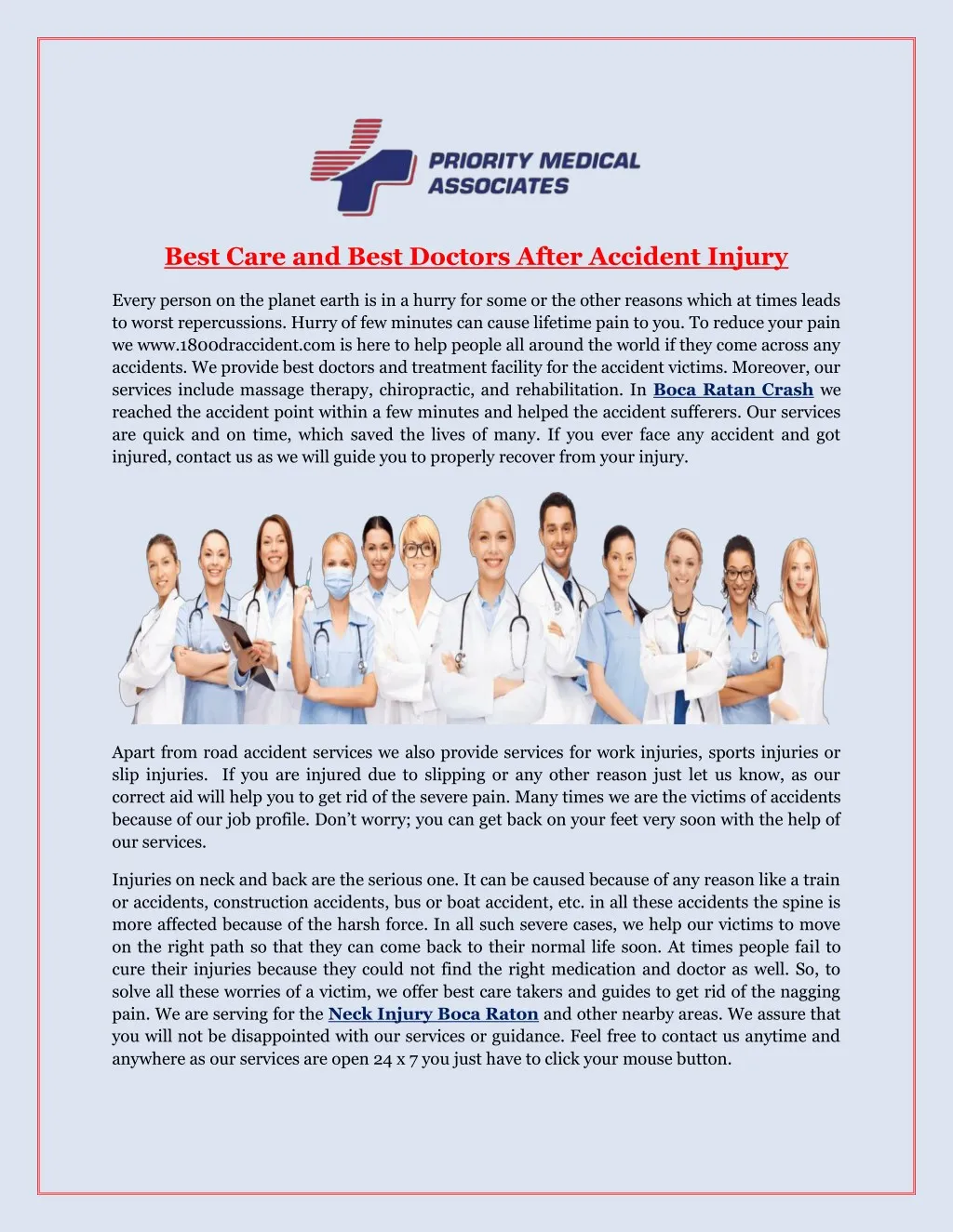 best care and best doctors after accident injury