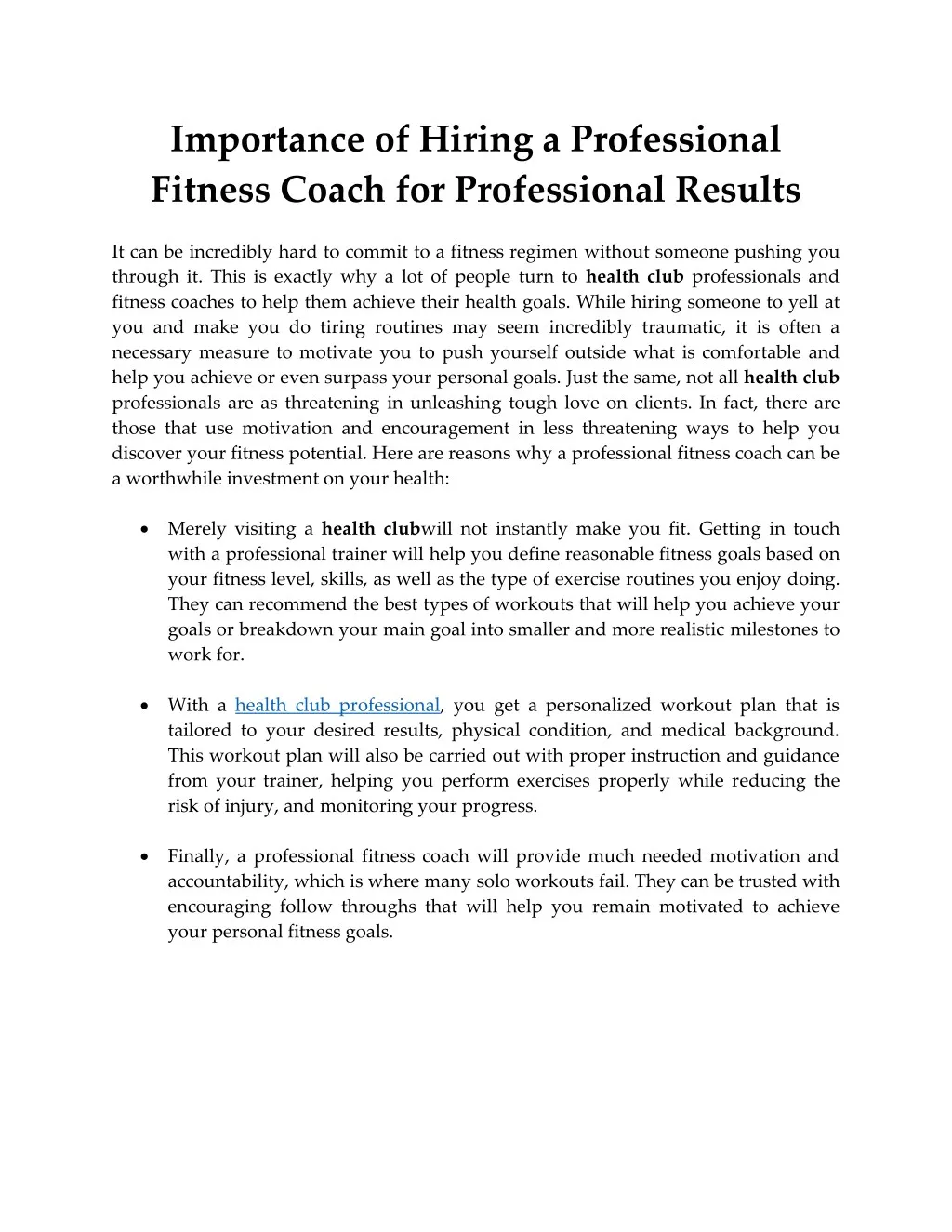 importance of hiring a professional fitness coach
