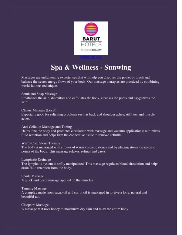 Spa & Wellness in antalya - Barut Hotels