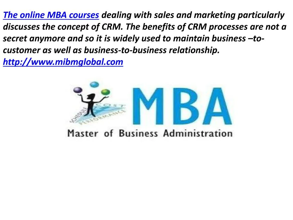 the online mba courses dealing with sales