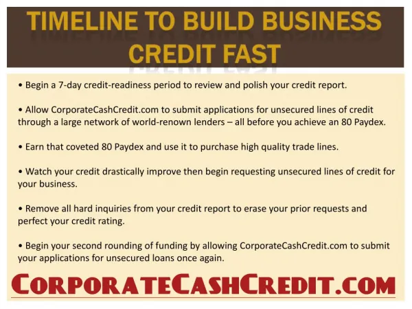 Timeline to Build Business Credit Fast