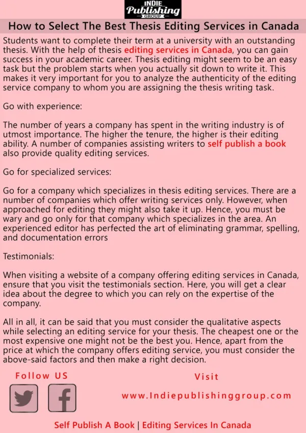 Best Thesis Editing Services in Canada