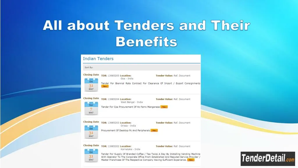 all about tenders and their benefits