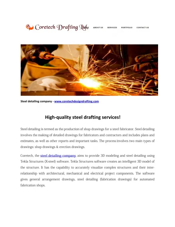 Steel detailing company - www.coretechdesigndrafting.com/services/detailer/