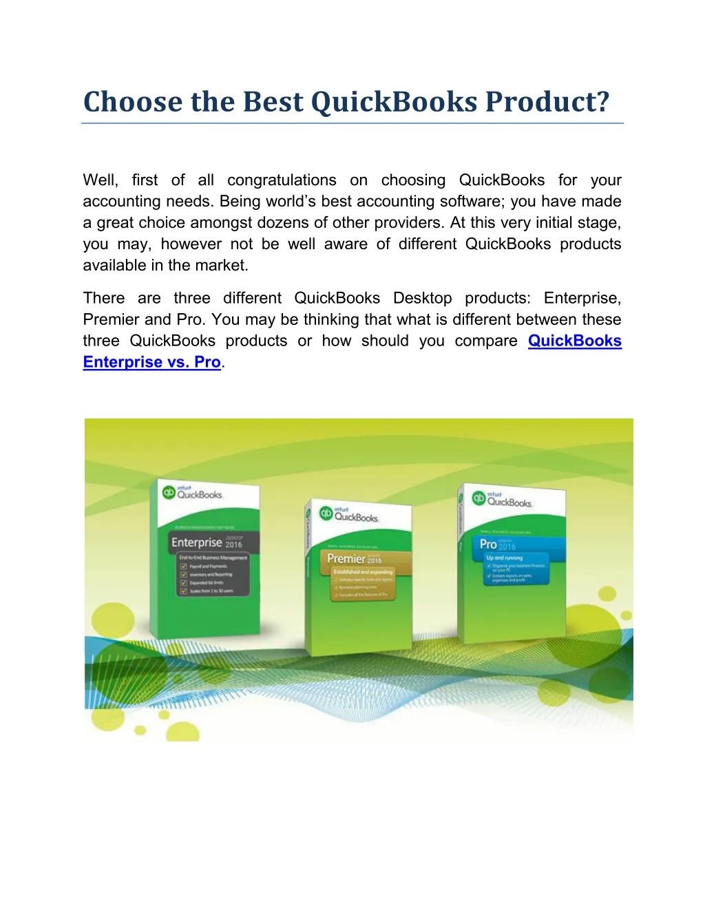 choose the best quickbooks product