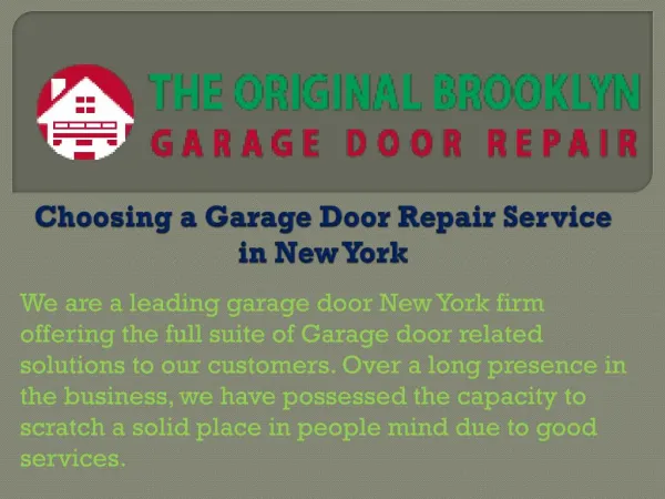 Choosing a Garage Door Repair Service in New York