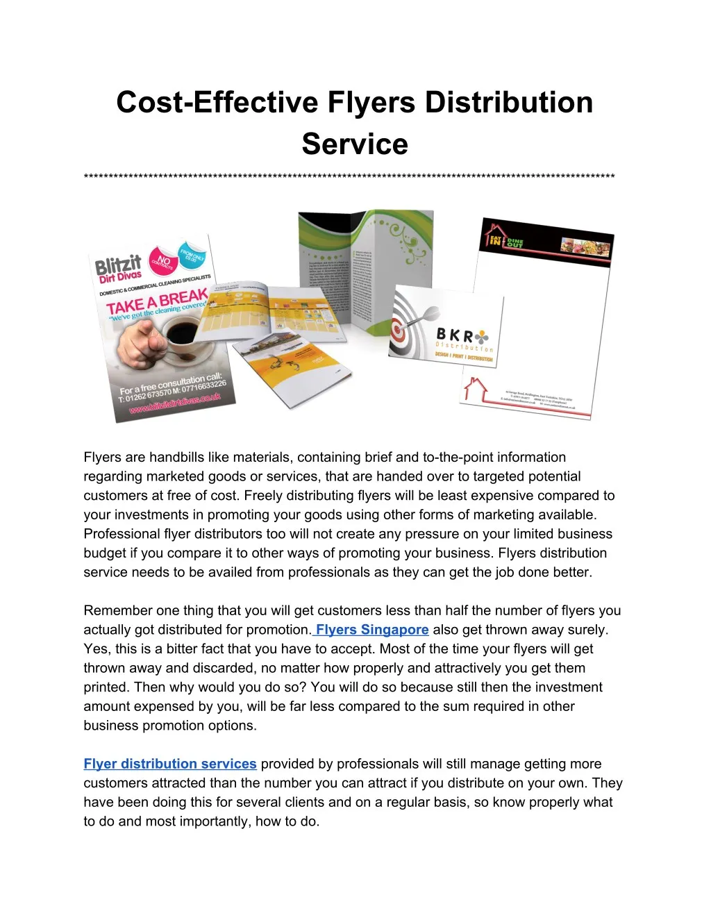 cost effective flyers distribution service