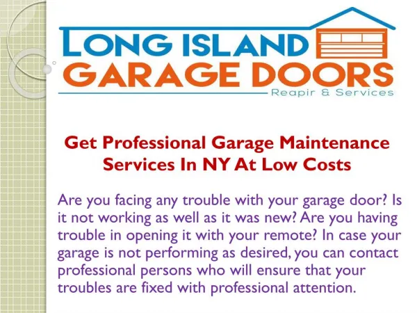 Get Professional Garage Maintenance Services In NY At Low Costs