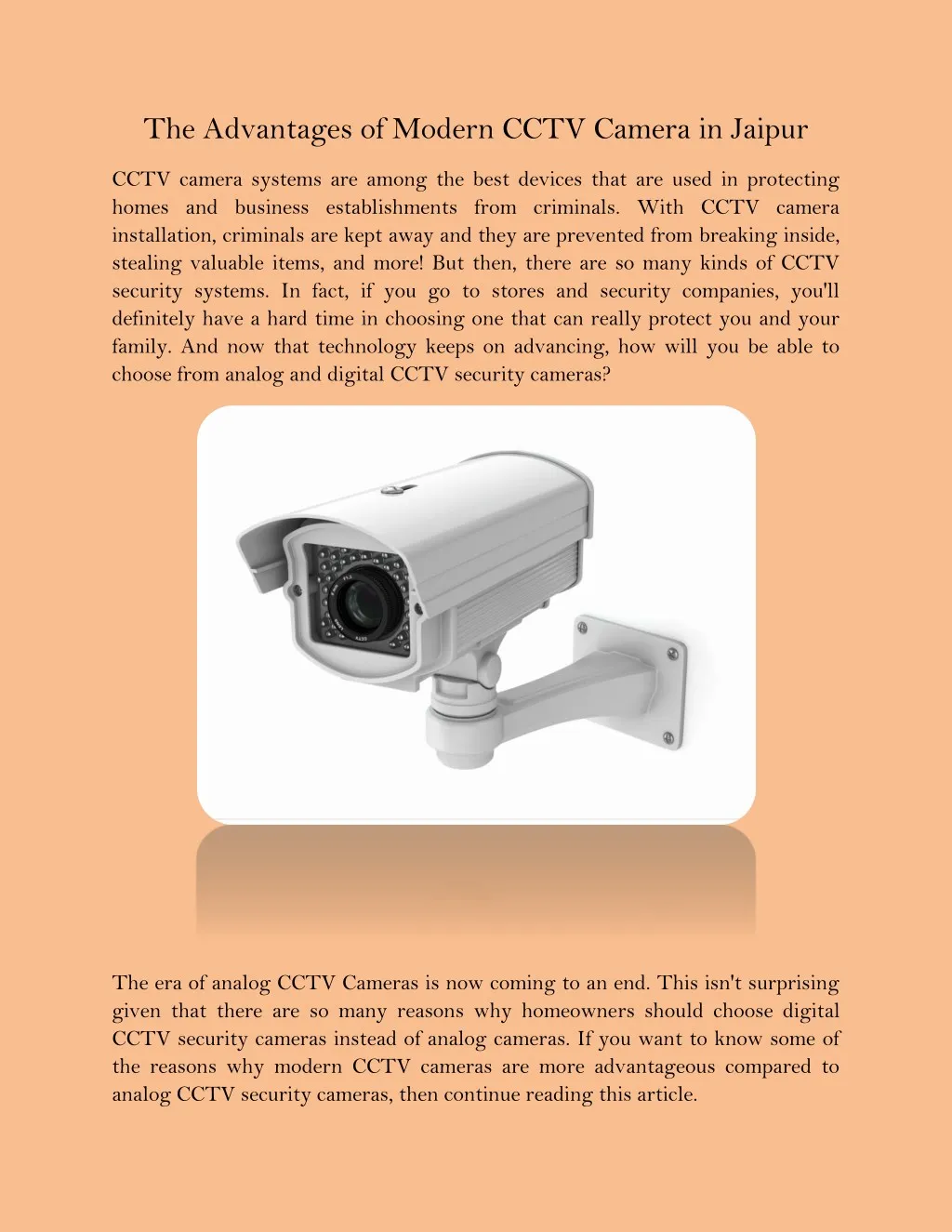 the advantages of modern cctv camera in jaipur
