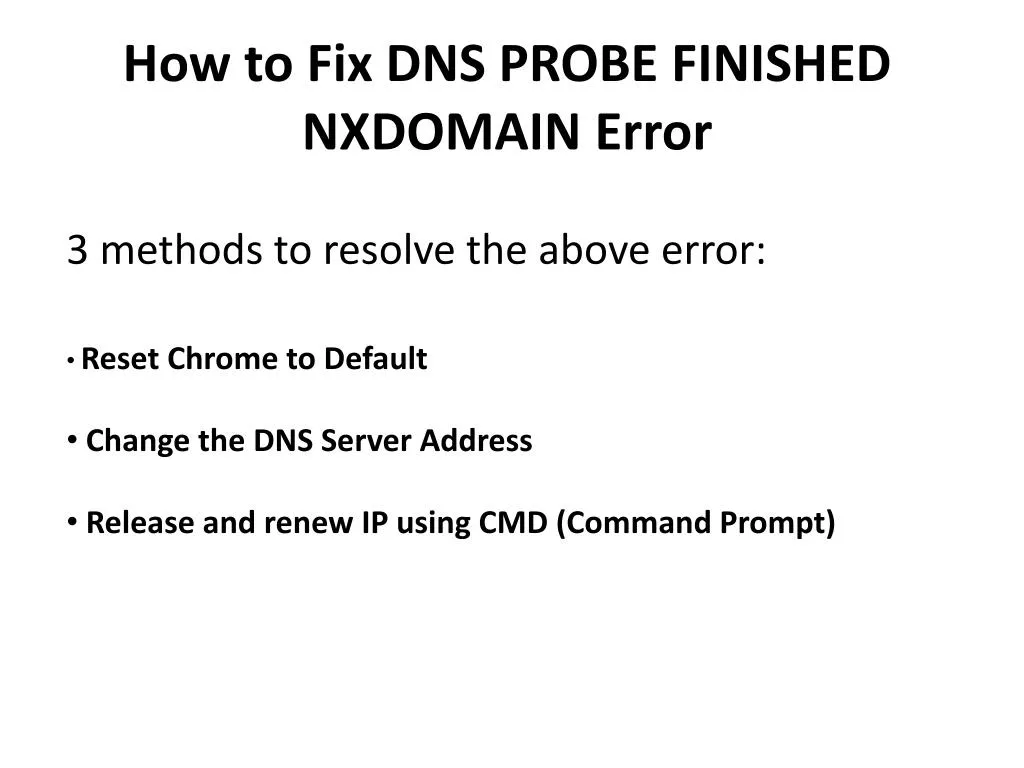 how to fix dns probe finished nxdomain error