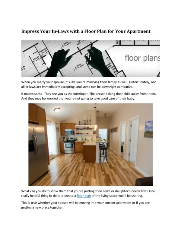 Impress Your Mother-In-Law with a Floor Plan for Your New Apartment – Floor Plan