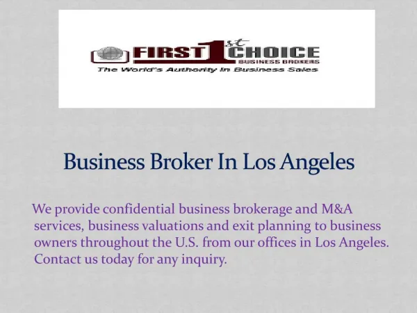 Business Broker In Los Angeles