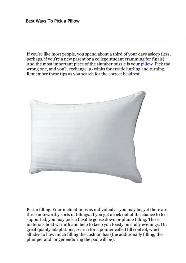 How to Pick a Pillow