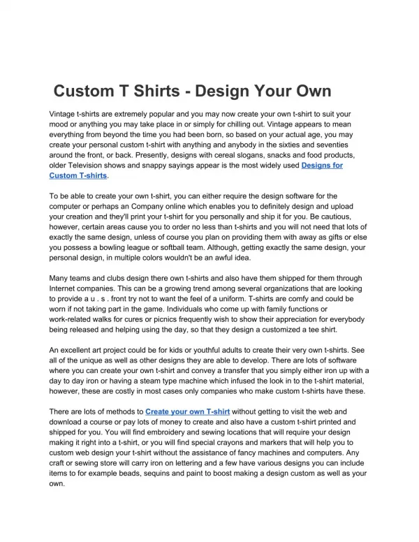 Custom T Shirts - Design Your Own