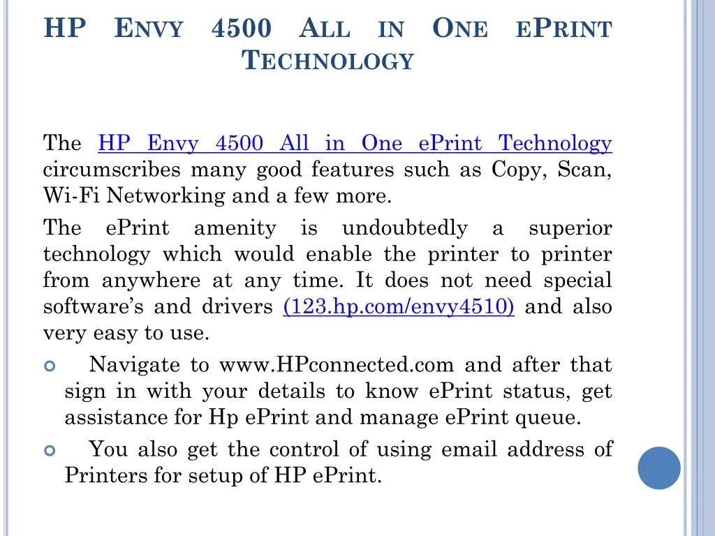 hp envy 4500 all in one eprint technology