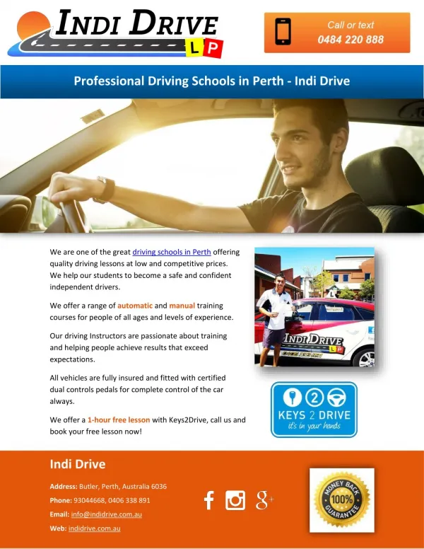Professional Driving Schools in Perth - Indi Drive