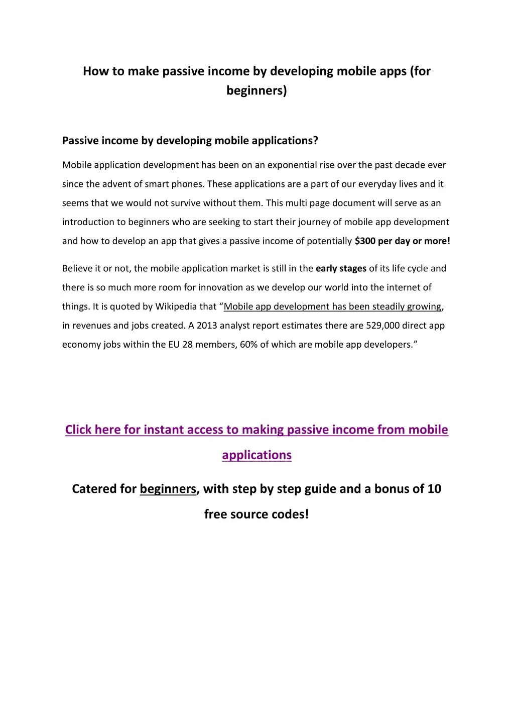 how to make passive income by developing mobile