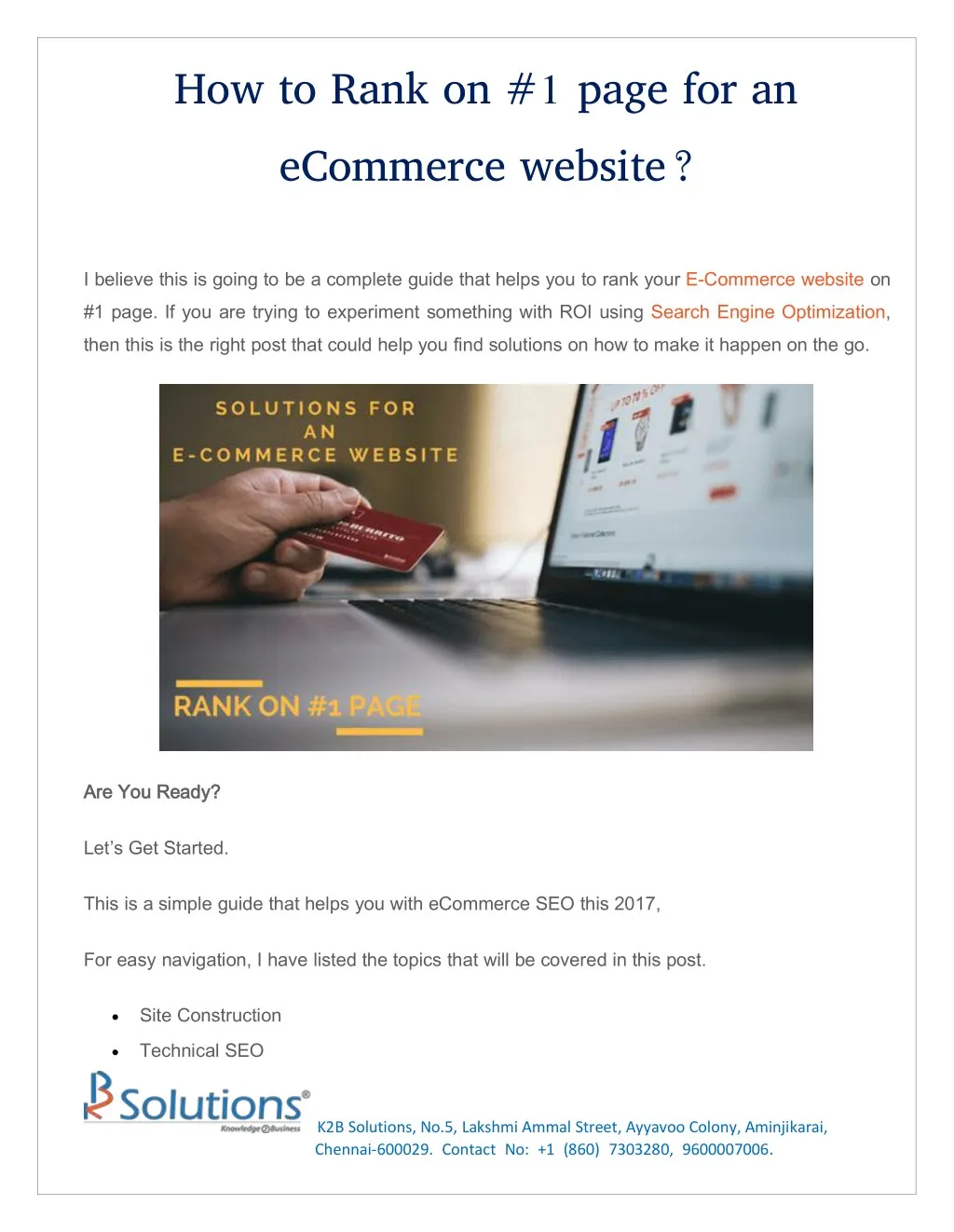 how to rank on 1 page for an ecommerce website