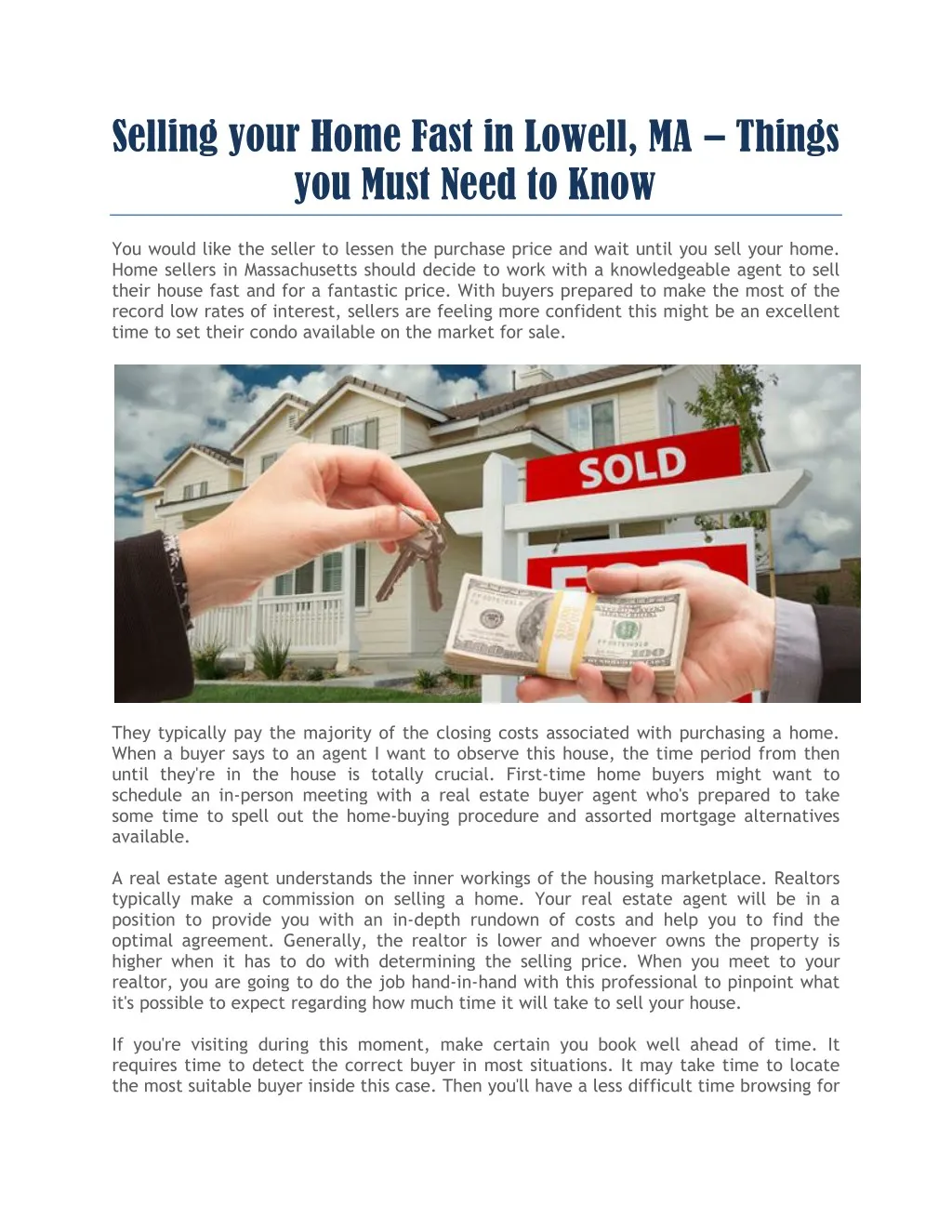 selling your home fast in lowell ma things