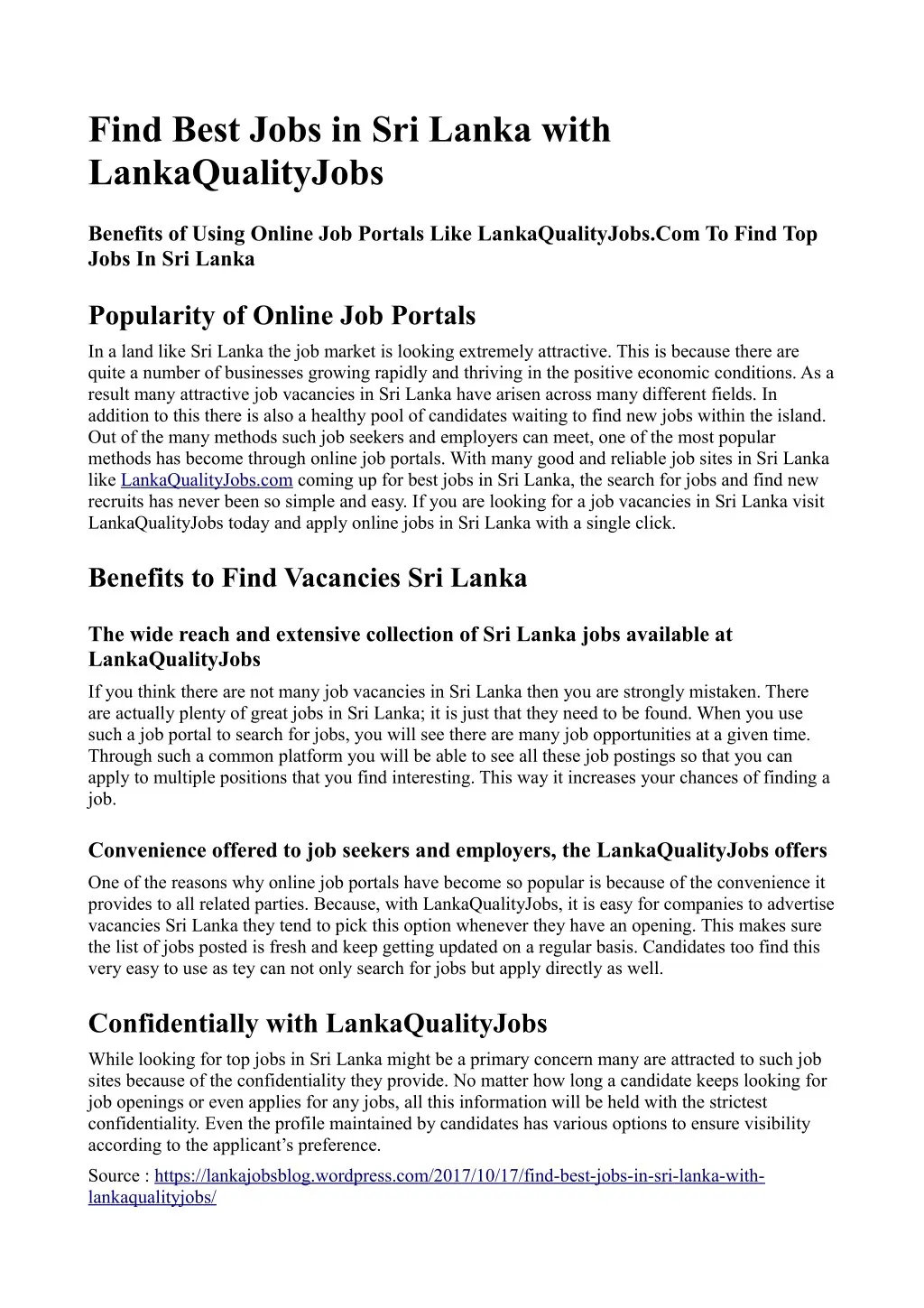 find best jobs in sri lanka with lankaqualityjobs