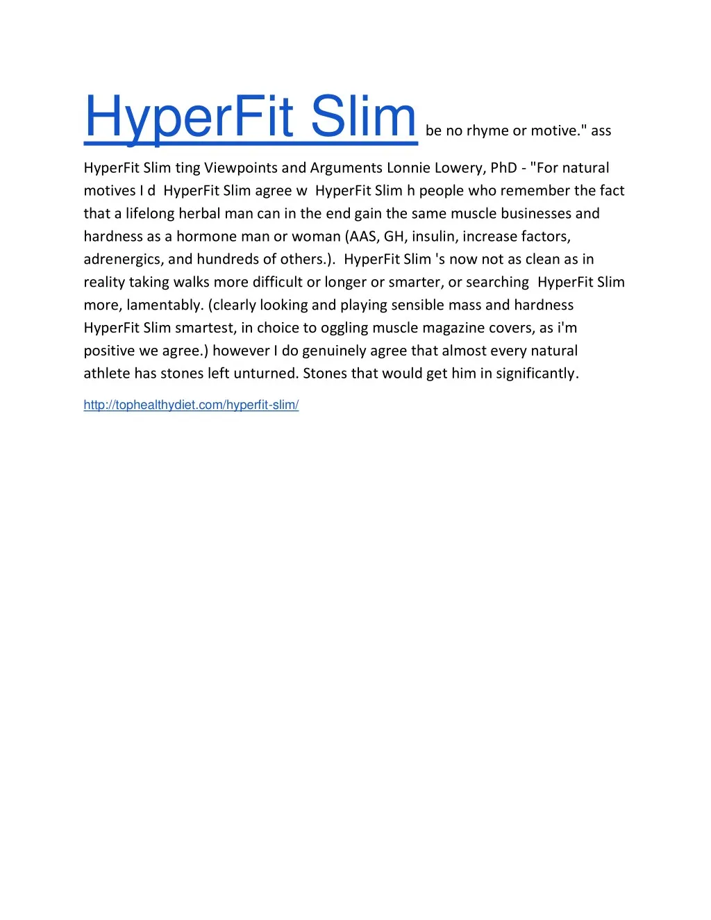 hyperfit slim be no rhyme or motive ass