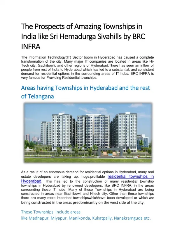 Enormous Demand For Residential Options In Hyderabad