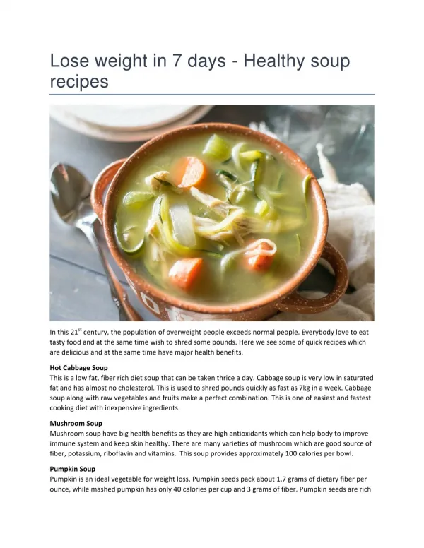 Lose weight in 7 days - Healthy soup recipes