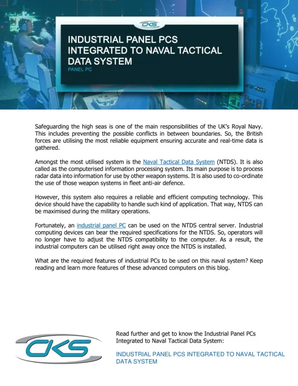 Industrial Panel PCs Integrated To Naval Tactical Data System