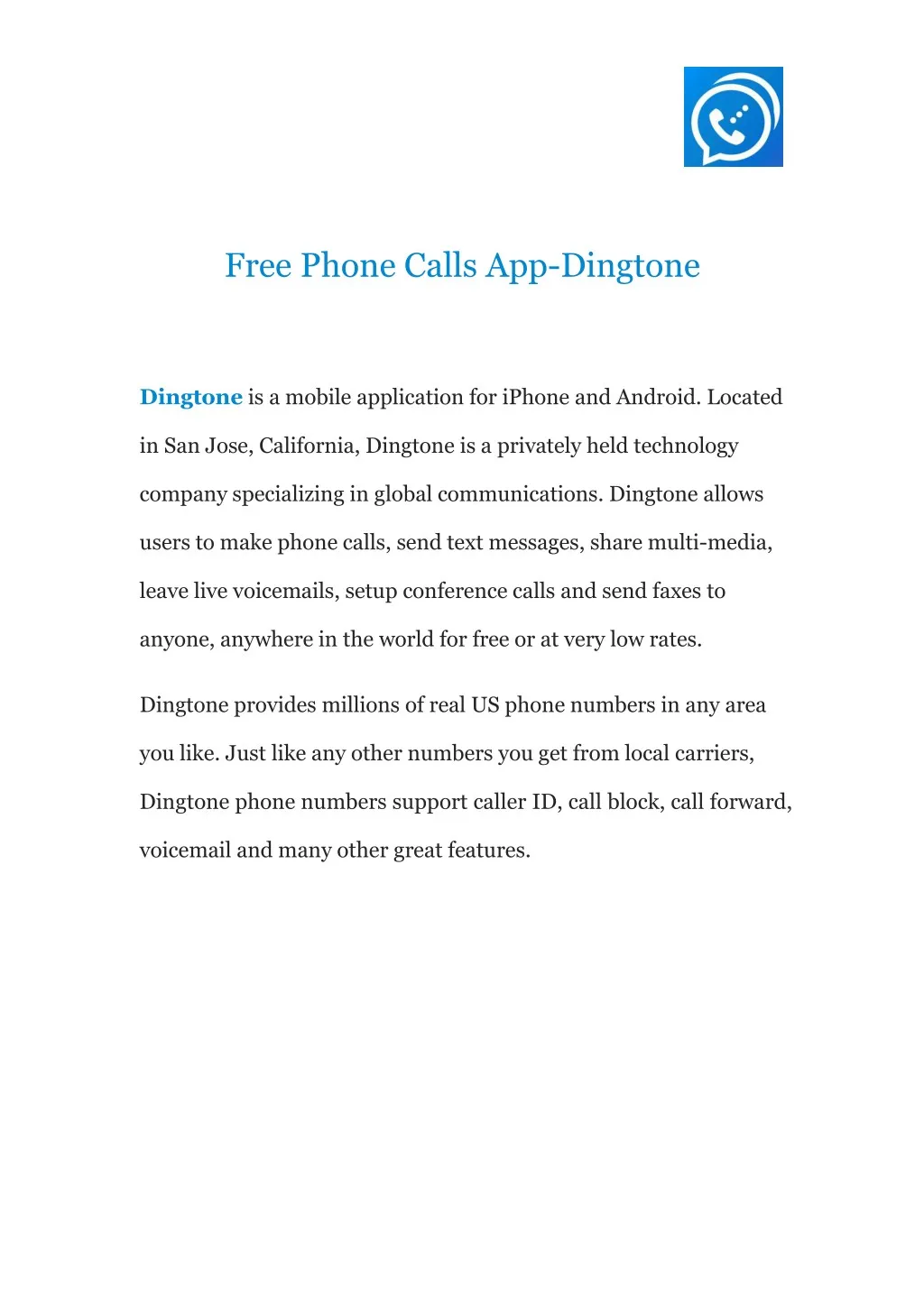 free phone calls app dingtone