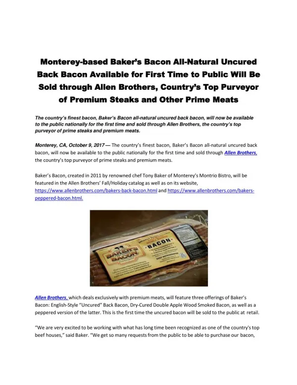 monterey based baker s bacon all natural uncured