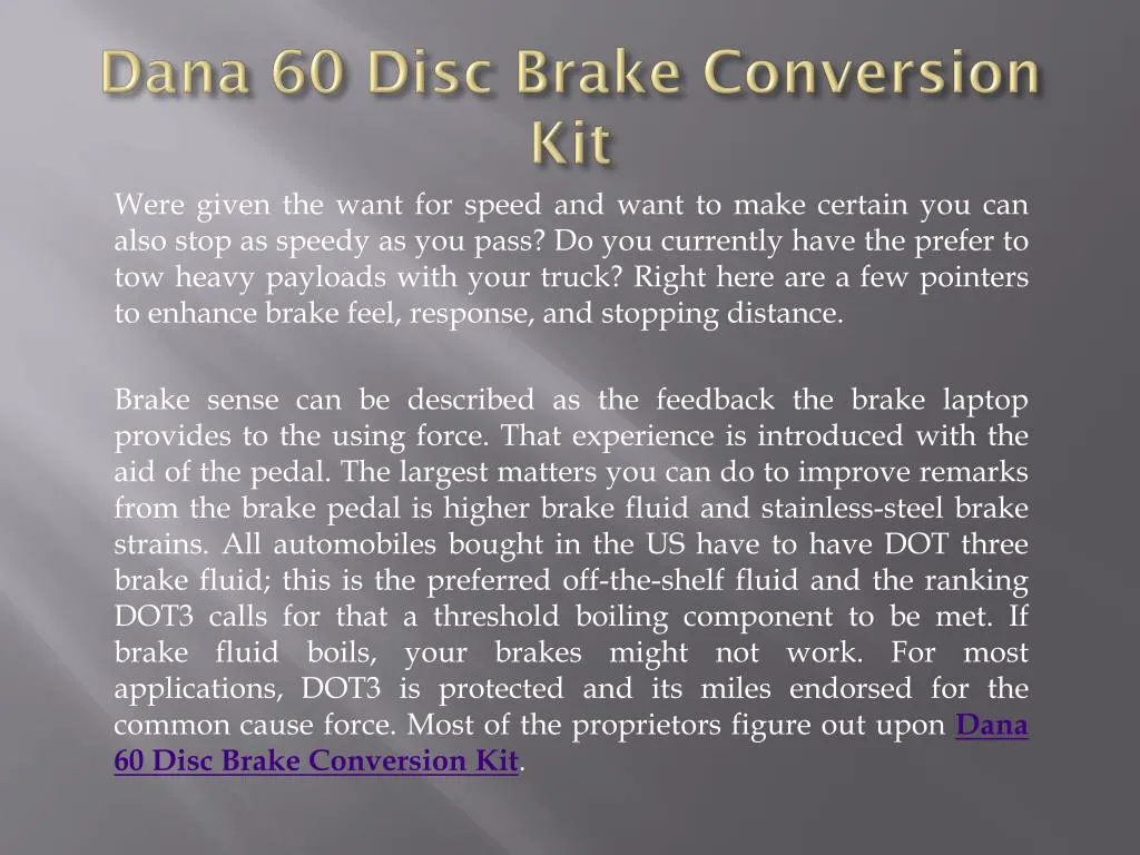 dana 60 disc brake conversion kit