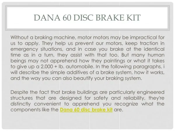 Dana 60 disc brake kit