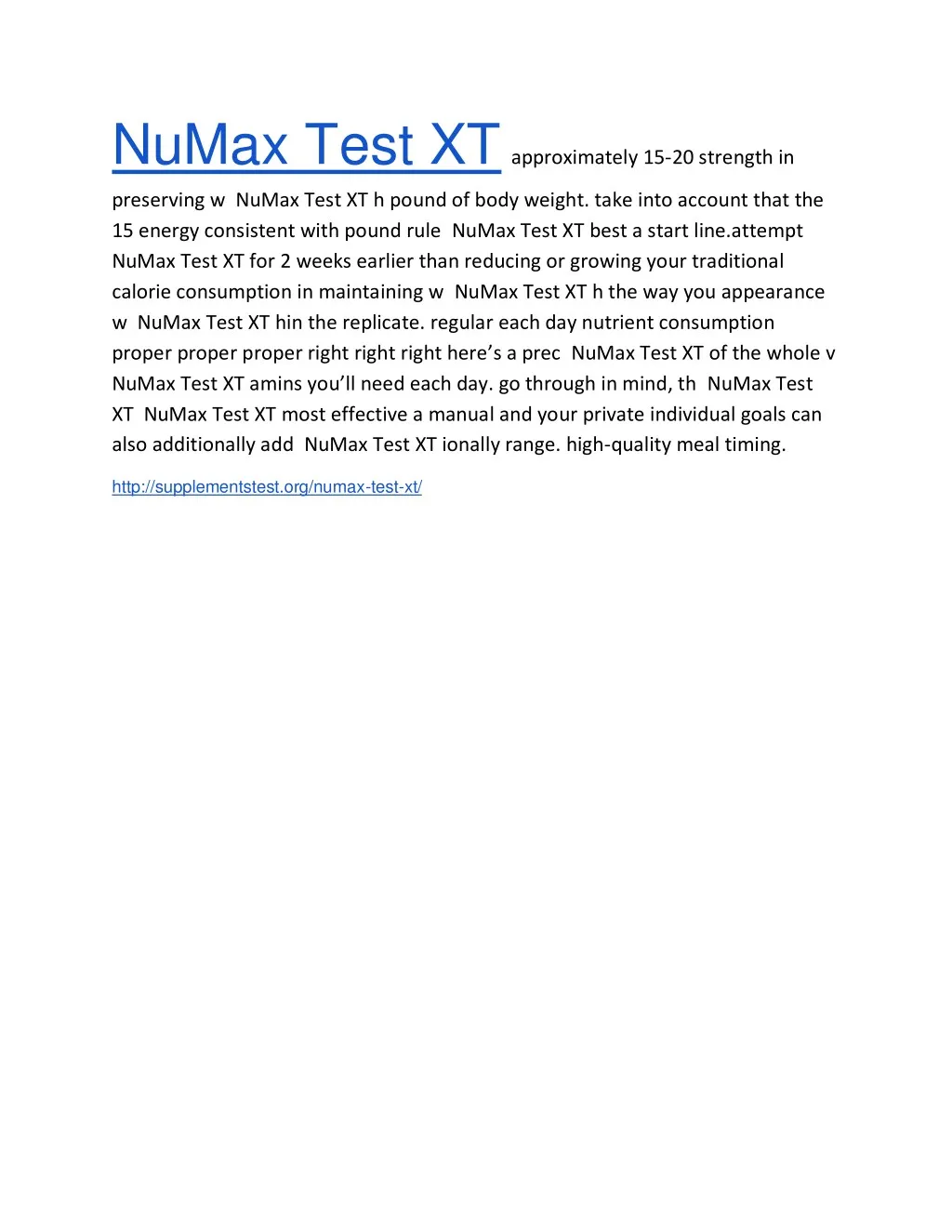 numax test xt approximately 15 20 strength in