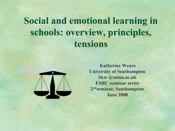 Social and emotional learning in schools: overview, principles, tensions