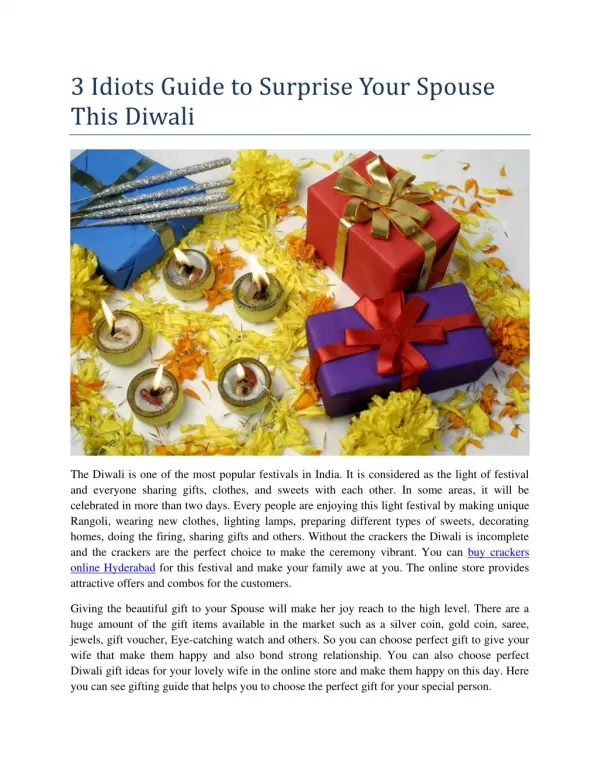 3 Idiots Guide to Surprise Your Spouse This Diwali