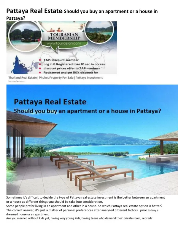 Pattaya Real Estate: Should you buy an apartment or a house in Pattaya?