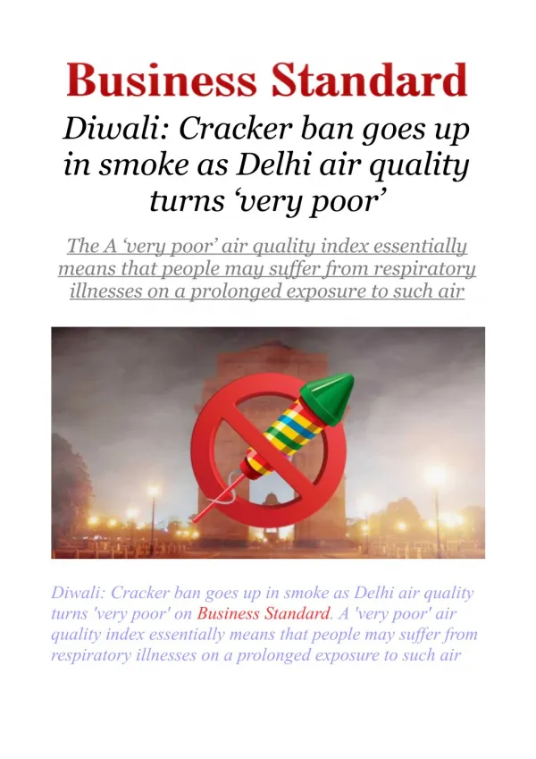 Diwali: Cracker Ban Goes Up In Smoke As Delhi Air Quality Turns 'Very Poor'